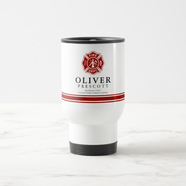 Volunteer Firefighter | Maltese Cross Symbol Travel Mug (Center)