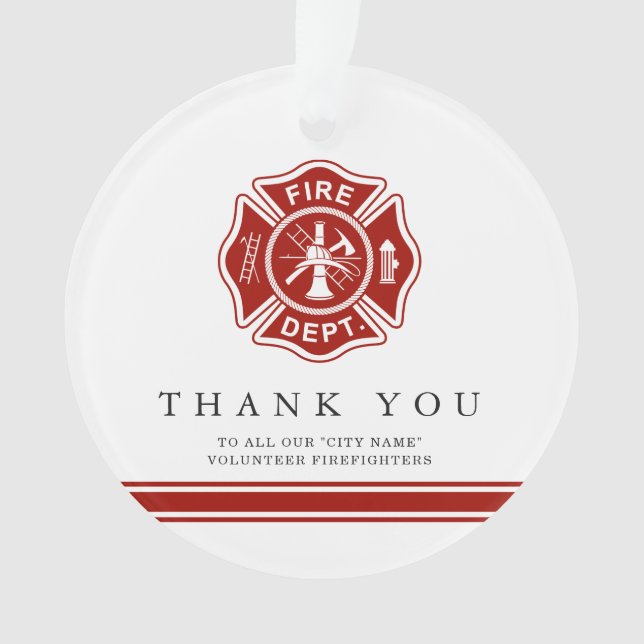 Volunteer Firefighter | Maltese Cross Thank You Ornament (Front)