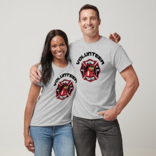 Volunteer Firefighter Modern Badge T-Shirt