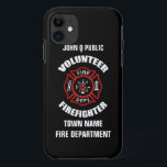 Volunteer Firefighter Name Template iPhone 11 Case<br><div class="desc">Red Fire Department logo. Personalise with your name and department. Great for Volunteer firemen and first responders.</div>