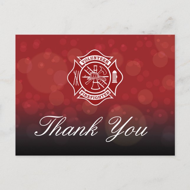 Volunteer Firefighter Thank You Postcard (Front)