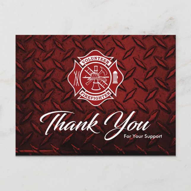 Volunteer Firefighter Thank You Postcard (Front)