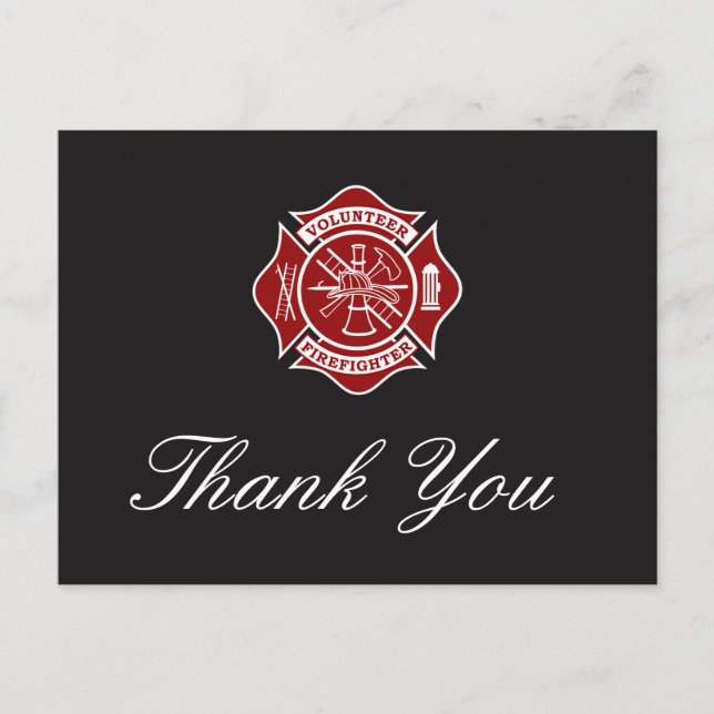 Volunteer Firefighter Thank You Postcard (Front)