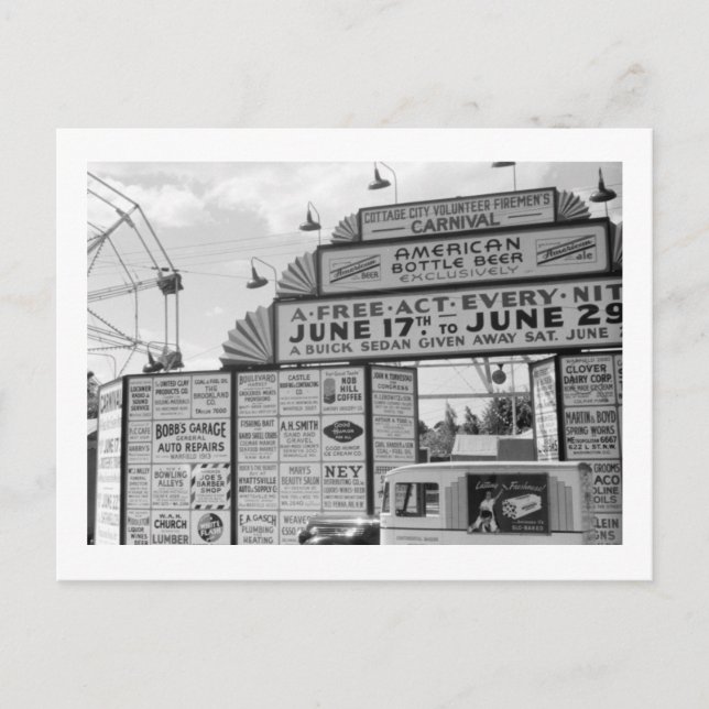 Volunteer Fireman Carnival, 1940s Postcard (Front)