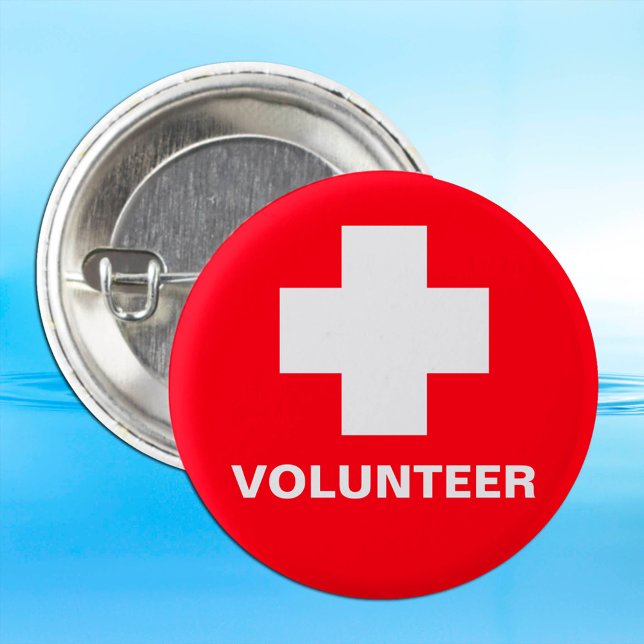 VOLUNTEER & First Aid, medical help, info line 3 Cm Round Badge (Creator Uploaded)