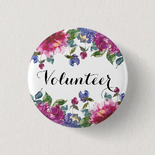 Volunteer floral purple female girly badge
