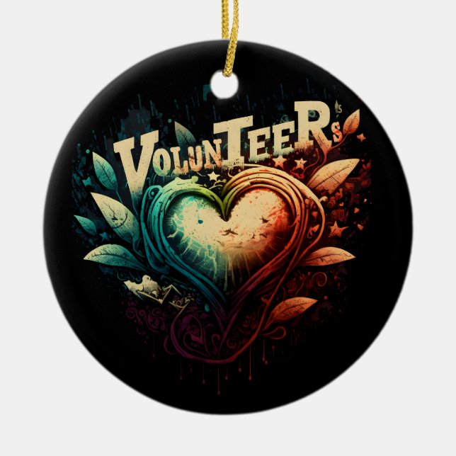 Volunteer heart ceramic tree decoration (Front)