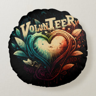 Volunteer heart round cushion