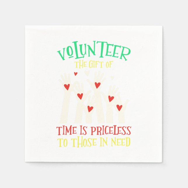 Volunteer Heart Vlunteers Volunteering Kindness Ch Napkin (Front)