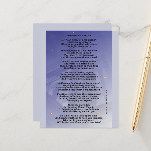 Volunteer Heroes Paper Sheet (Front/Back In Situ)