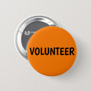 Volunteer ID Black and Orange 6 Cm Round Badge