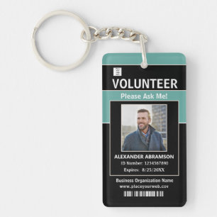 Volunteer ID Card Modern Ask Me Logo Custom Key Ring