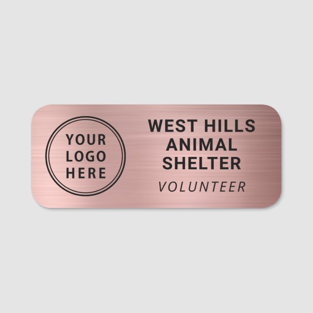 Volunteer Logo Rose Gold Name Tag (Front)