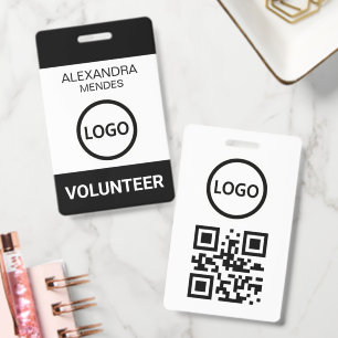 Volunteer Name Badge with Clip Custom Logo ID Badge