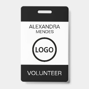 Volunteer Name Badge with Clip Custom Logo ID Badge