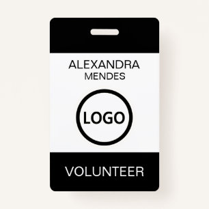 Volunteer Name Badge with Clip Custom Logo ID Badge