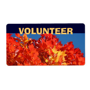 VOLUNTEER Name Tag Labels Autumn Leaves custom