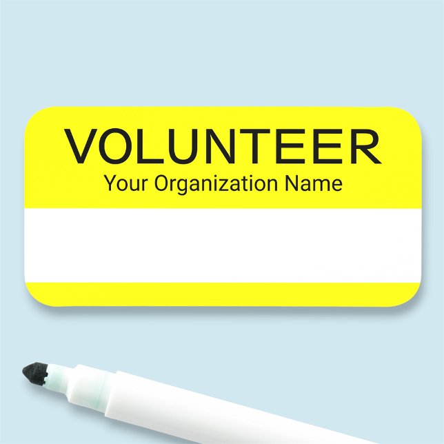 Volunteer Name Tag Reusable Dry Erase Badge Yellow (MISOOK Volunteer Dry Erase Name Badge Yellow Reusable)