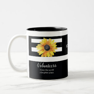 Volunteer Personalise Thanks Sunflower Stripes Mug