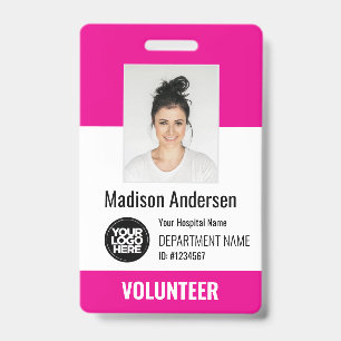Volunteer Photo ID Badges with Clip or Lanyard