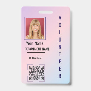Volunteer Photo ID Badges with Clip or Lanyard