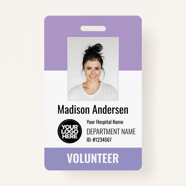 Volunteer Photo ID Badges with Clip or Lanyard (Front)