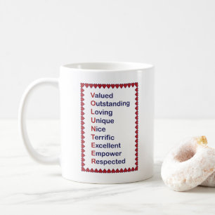 Volunteer Red Hearts Typography Coffee Mug