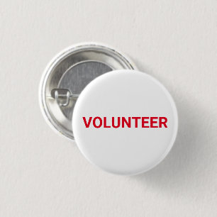 Volunteer red & white simple elegant pin button