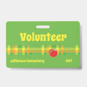 Volunteer school green badge ID badge