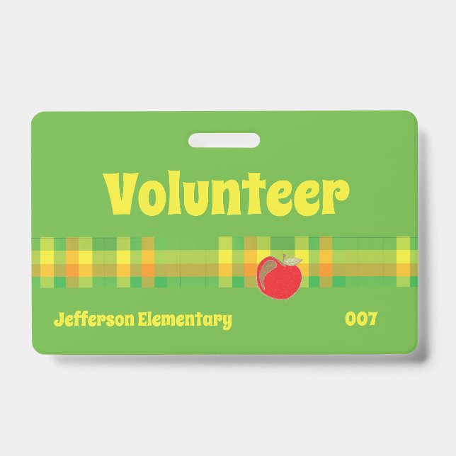 Volunteer school green badge ID badge (Front)