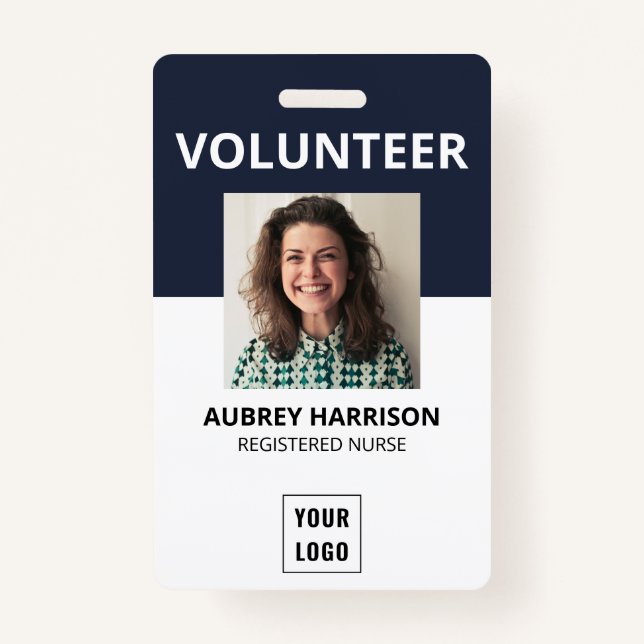 Volunteer Simple Photo ID ID Badge (Front)
