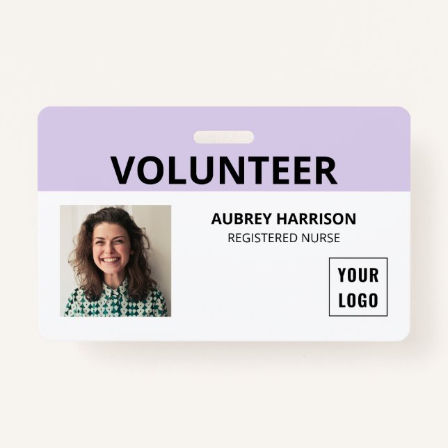 Volunteer Simple Photo ID ID Badge (Front)
