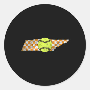 Volunteer State Tennessee Checkerboard Softll Tenn Classic Round Sticker
