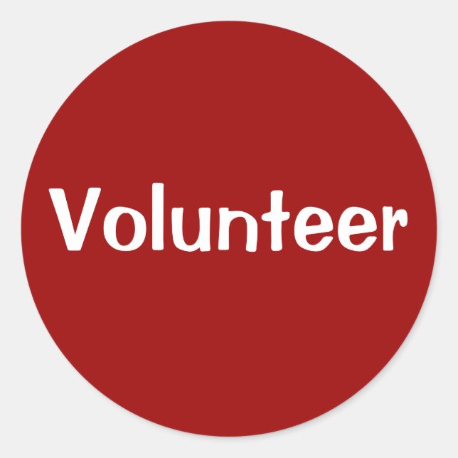 Volunteer Stickers - White on Red (Front)