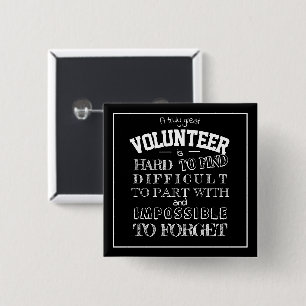 Volunteer Thank you Appreciation Gift script black 15 Cm Square Badge
