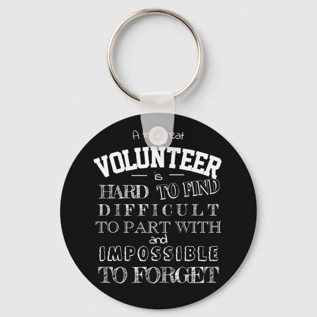 Volunteer Thank you Appreciation Gift script black Key Ring (Front)