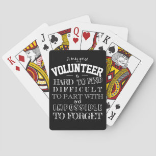Volunteer Thank you Appreciation Gift script black Playing Cards