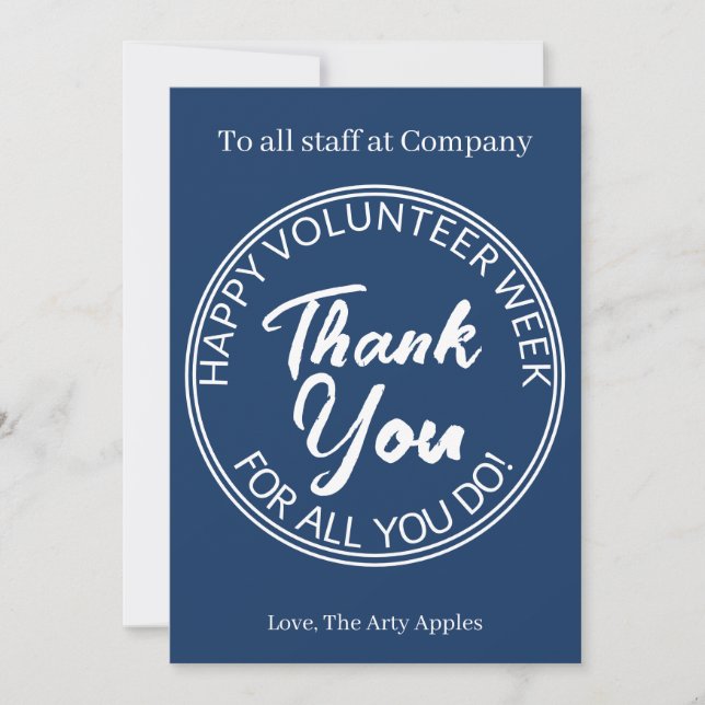 Volunteer thank you card (Front)