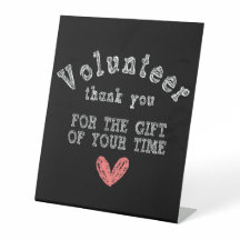 Volunteer Thank You Faux Chalkboard Table Sign