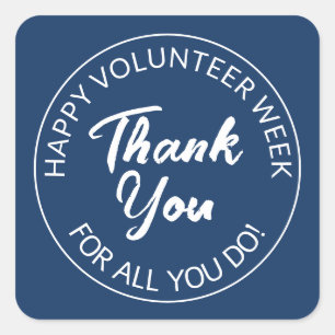 Volunteer thank you square sticker