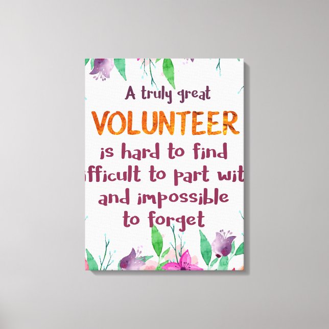 Volunteer Thank you Volunteer appreciation gift Canvas Print (Front)