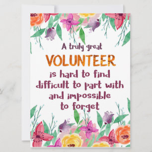 Volunteer Thank you Volunteer appreciation gift Card