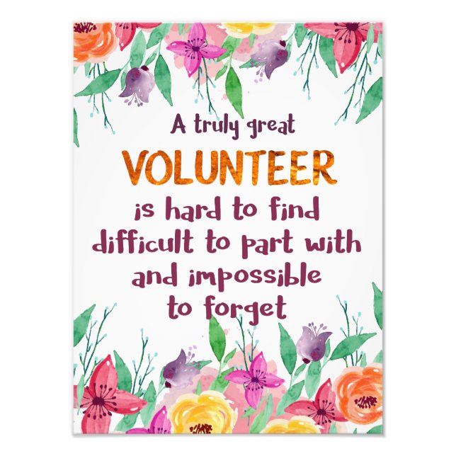 Volunteer Thank you Volunteer appreciation gift Photo Print (Front)