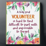 Volunteer Thank you Volunteer appreciation gift Plaque<br><div class="desc">Volunteer Thank you card, Volunteer appreciation gift - great quote - art prints on various materials. A great gift idea to brighten up your home. Also buy this artwork on phone cases, apparel, mugs, pillows and more. Poster and Art Print on clothing and for your wall – various backgrounds –...</div>