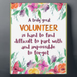 Volunteer Thank you Volunteer appreciation gift Plaque<br><div class="desc">Volunteer Thank you card, Volunteer appreciation gift - great quote - art prints on various materials. A great gift idea to brighten up your home. Also buy this artwork on phone cases, apparel, mugs, pillows and more. Poster and Art Print on clothing and for your wall – various backgrounds –...</div>