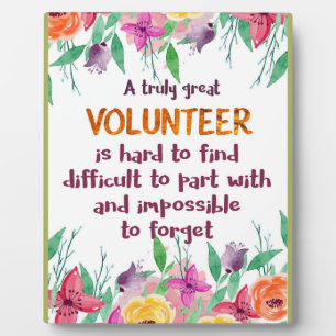 Volunteer Thank you Volunteer appreciation gift Plaque