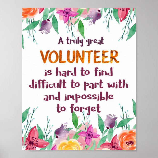 Volunteer Thank you Volunteer appreciation gift Poster (Front)