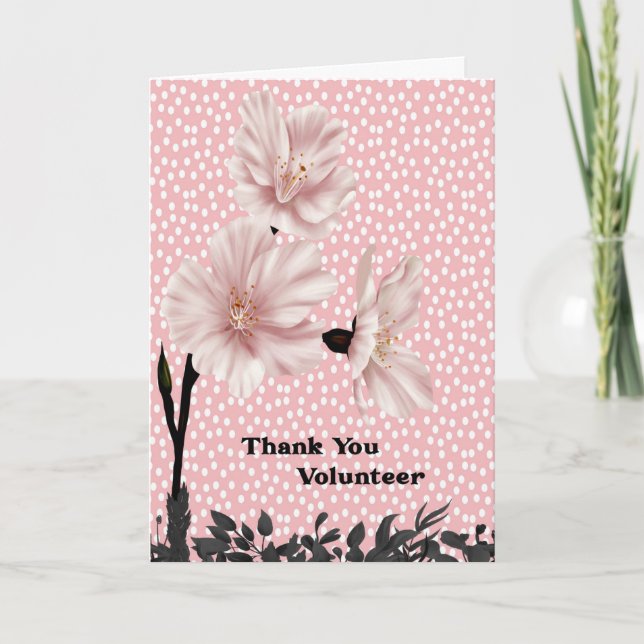 Volunteer Thank You with Pink Flowers (Front)