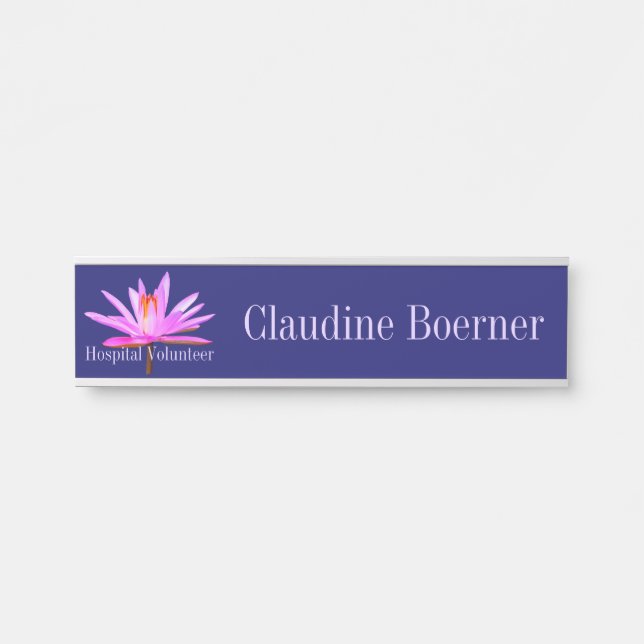 Volunteer Water Lily  Hanging Name Plate Door Sign (Front)