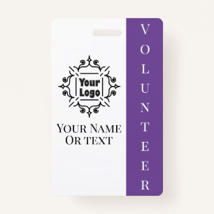 Volunteer Worker Purple Employee ID with Logo ID Badge